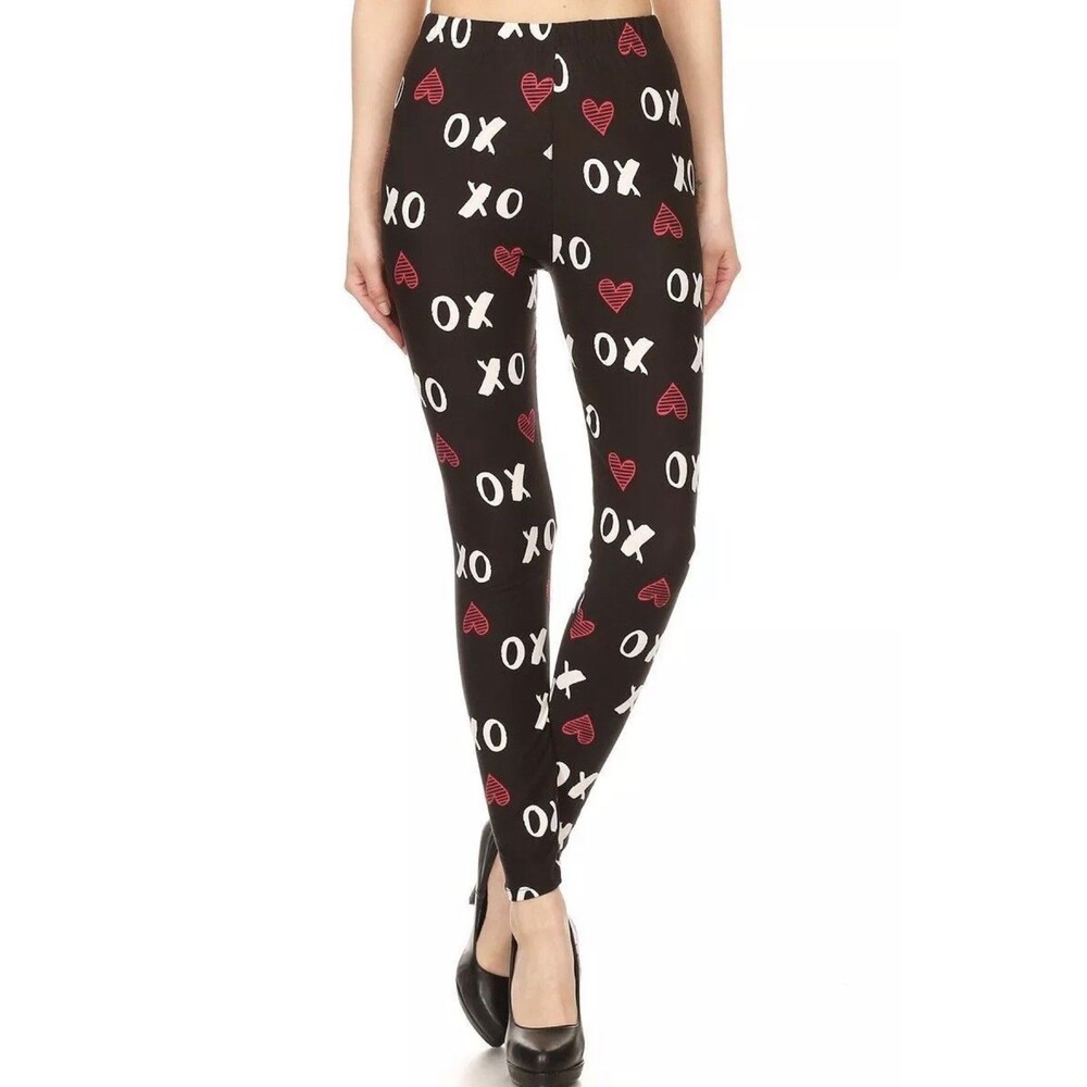 Plus, Valentines Hearts and XO. Buttery Soft Leggings.  Curvy Size 12-18